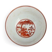 Large Chinese Glazed Ceramic Scenic Bowl