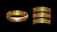 Post Medieval Man's Gold 'NEVER TO CHAINGE' Posy Ring