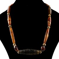 Tibetan Carnelian Prayer Bead Pendant Necklace