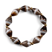 Tibetan Banded Agate Prayer Bead Bracelet
