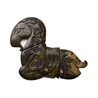 Tibetan Serpentine Ram Plaque Set