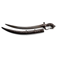 Indo-Persian Inlaid Iron Talwar with Scabbard