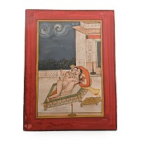 Indian Painted Miniature Leaf with Erotic Scene