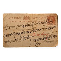 Victoria, East India Company Post Card with Quarter Anna Stamp.