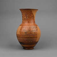 Large Greek Terracotta Oinochoe with Swastikas