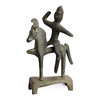 Roman Bronze Horse and Rider Statuette Group