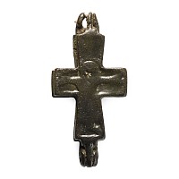 Byzantine Bronze Reliquary Cross Pendant