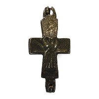 Byzantine Bronze Reliquary Cross Pendant