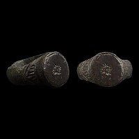 Medieval Bronze Ring with Sun Motif