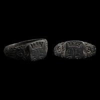 Post Medieval Bronze Ring with Crowned CVR