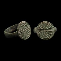 Medieval Bronze Ring with Cross