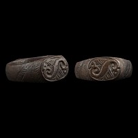 Byzantine Bronze Ring with S-Shaped Dragon