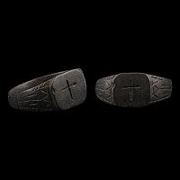 Medieval Bronze Christian Ring with Long Cross