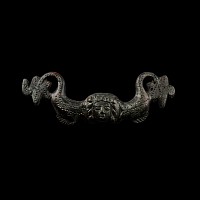 Roman Bronze Handle with Head of Medusa Between Dolphins