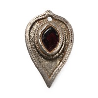Migration Period Silver-Gilt Leaf-Shaped Pendant with Cabochon