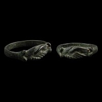 Medieval Bronze Clasped Hands Wedding Ring