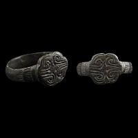 Medieval Bronze Ring with Scroll Cross
