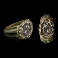 Roman Style Bronze Ring with Head of Sol Invictus