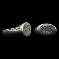 Post Medieval Silver Memento Mori Ring with Skulls on Crossed Bones
