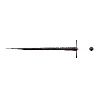 Medieval Knight's Iron Hand-and-a-Half Sword with Inscribed Bronze Pommel