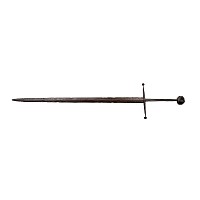 Medieval Knight's Iron Hand-and-a-Half Sword with Icosikaidigon Pommel