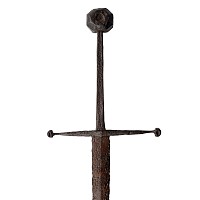 Medieval Knight's Iron Hand-and-a-Half Sword with Icosikaidigon Pommel