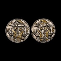 Greek Silver-Gilt Phalerae Depicting a Fight Between Gryphons, an Eagle and a Deer