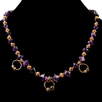 Roman Amethyst Necklace with Gold and Garnet Pendants