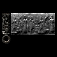 Syrian Haematite Cylinder Seal with Storm God