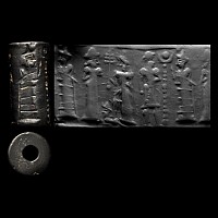 Old Babylonian Haematite Cylinder Seal with Lamma Goddess