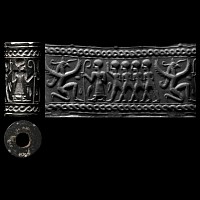 Syrian Haematite Cylinder Seal with Figures