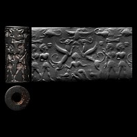 Mitanni Haematite Cylinder Seal with Figures and Animals