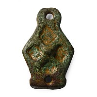 Anglo-Scandinavian Viking Bronze Stirrup Apex Mount with Diagonal Cross