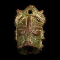 Anglo-Scandinavian Viking Bronze Stirrup Apex Mount with Three Dimensional Face