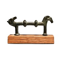 Luristan Bronze Situla Handle with Ram and Horse Head