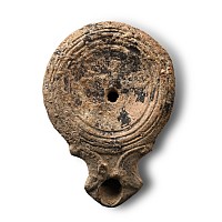 Roman Volute Black-Slip Ware Oil Lamp