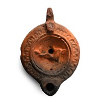 Roman Terracotta Oil Lamp with Dolphin