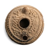 Byzantine Terracotta Oil Lamp with Grape Vines
