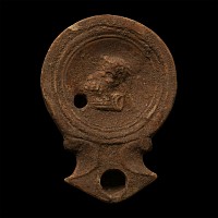 Roman Terracotta Oil Lamp with Bacchus