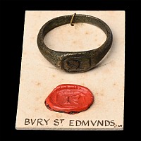 Large Medieval Bronze 'Bury St. Edmunds' Signet Glove Ring