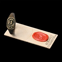 Large Medieval Bronze 'Bergholt, Colchester' Signet Ring with Crowned D