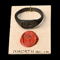 Large Medieval Bronze 'Ixworth' Signet Ring with Crowned I