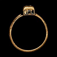 Post Medieval Enamelled Gold Ring with Table-Cut Rock Crystal Gemstone