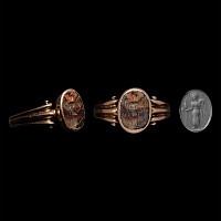 Roman Agate Gemstone of Pantheistic Deity in Gold Ring