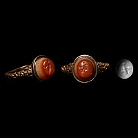 Roman Gemstone of a Seated Figure Set into a Gold Georgian Ring