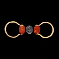 Etruscan Carnelian Scarab of a Fletcher in Gold Ring