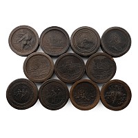 Post Medieval Stained and Natural Wooden Gaming Pieces