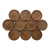 Post Medieval Stained and Natural Wooden Gaming Pieces
