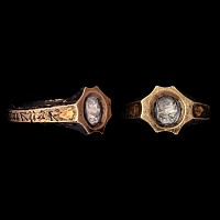 Medieval Silver-Gilt Ring with Male Head Gemstone and Inscriptions