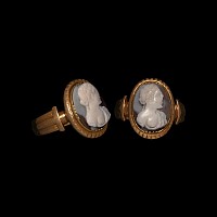 Renaissance Sardonyx Cameo of a Female Bust in Gold Ring
